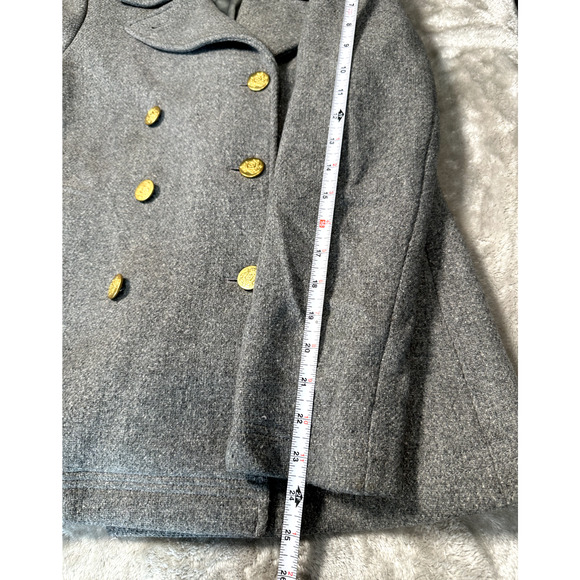 J.Crew Gray Wool Stadium Cloth Nello Gori Double Breasted Coat Womens Size 4 - Picture 7 of 8